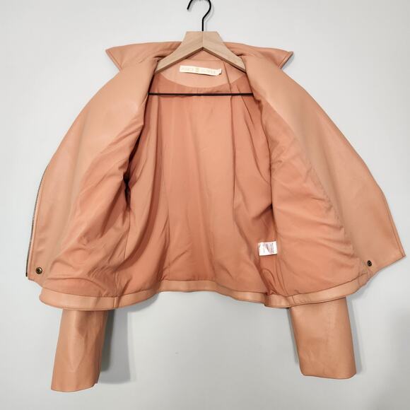 Marie Oliver Maeve Moto Jacket Vegan Leather in Beige Blush, S - Picture 5 of 11